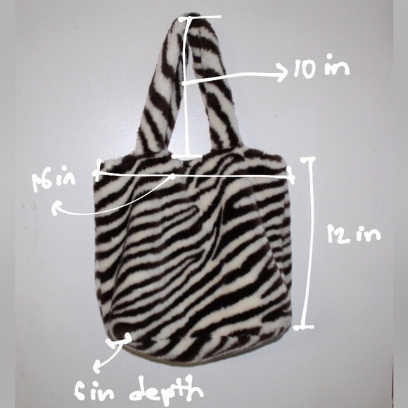 Pottery Barn Teen Fluffy Faux Fur Zebra Tote - Picture 6 of 6